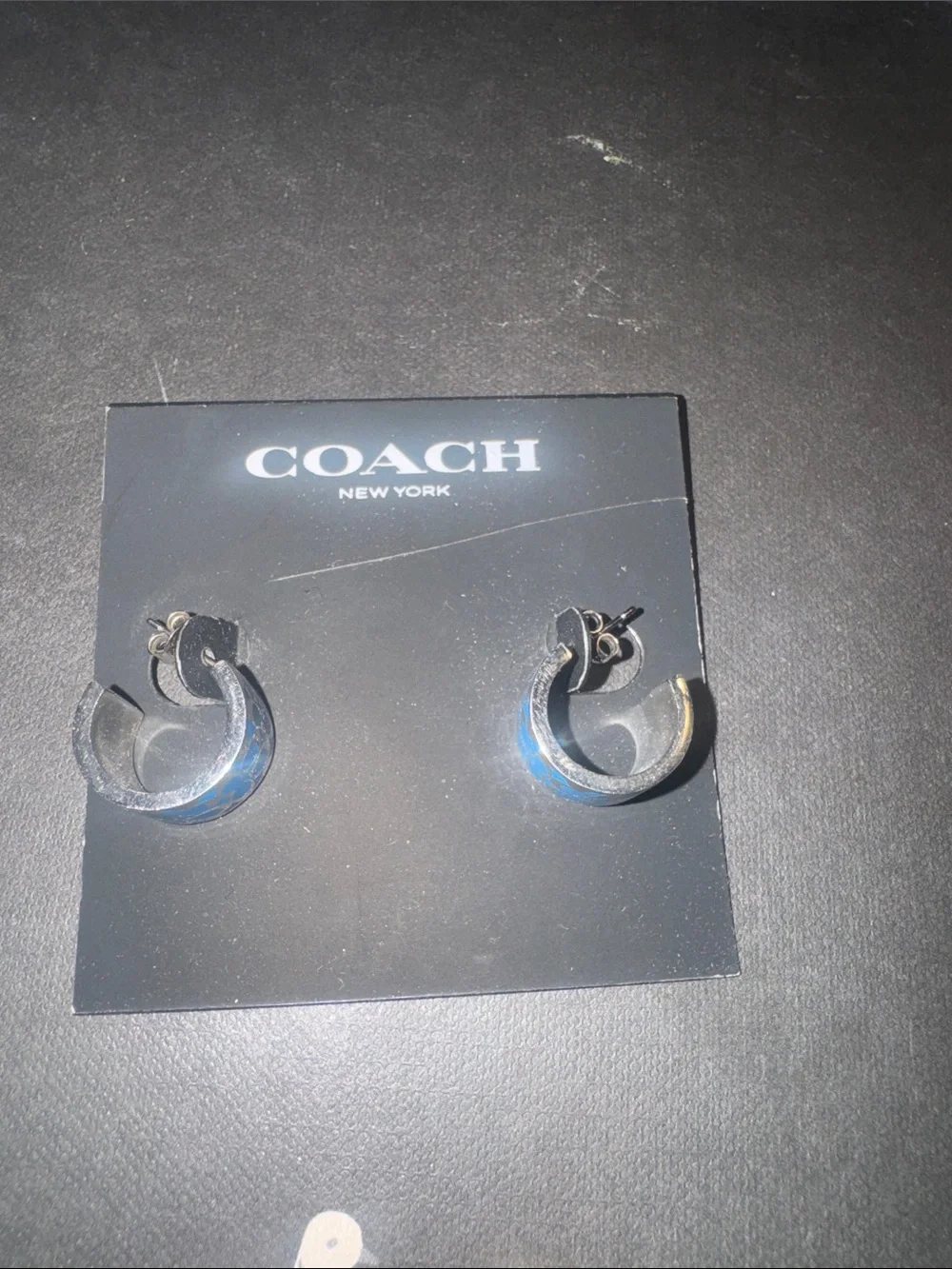 Coach Two-Piece Hoop Earring Set in Blue and Silver - Picture 2 of 3